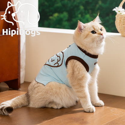 Cute Bear Cat Vest Shirt – Soft Breathable Cat Clothing for Indoor Cats, Lightweight Pet Tank Top
