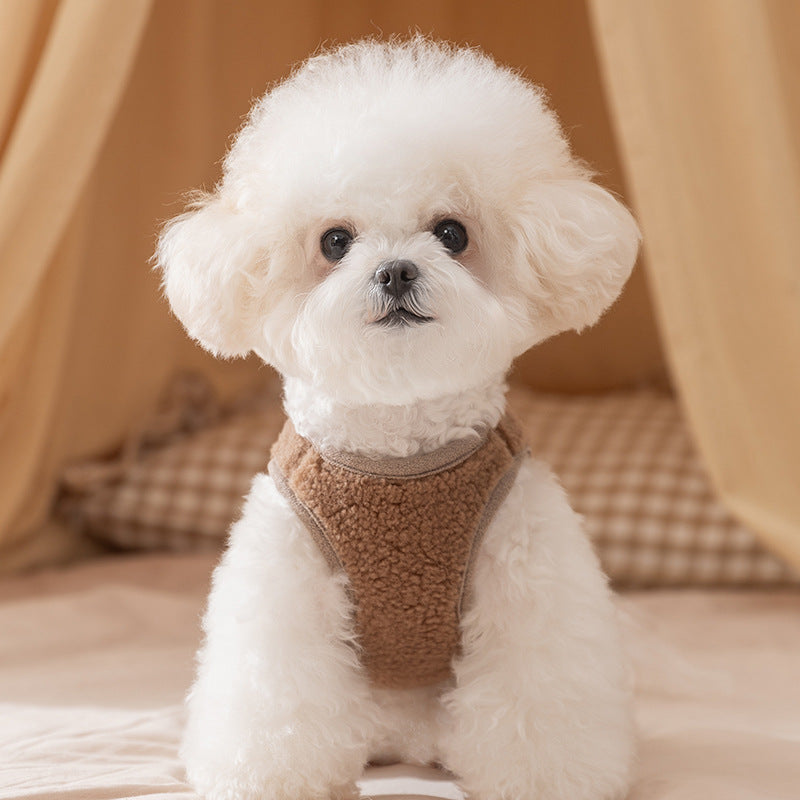 Cute Bear Patch Fleece Dog Vest – Warm Soft Winter Jacket for Small Dogs, Cozy Puppy Coat