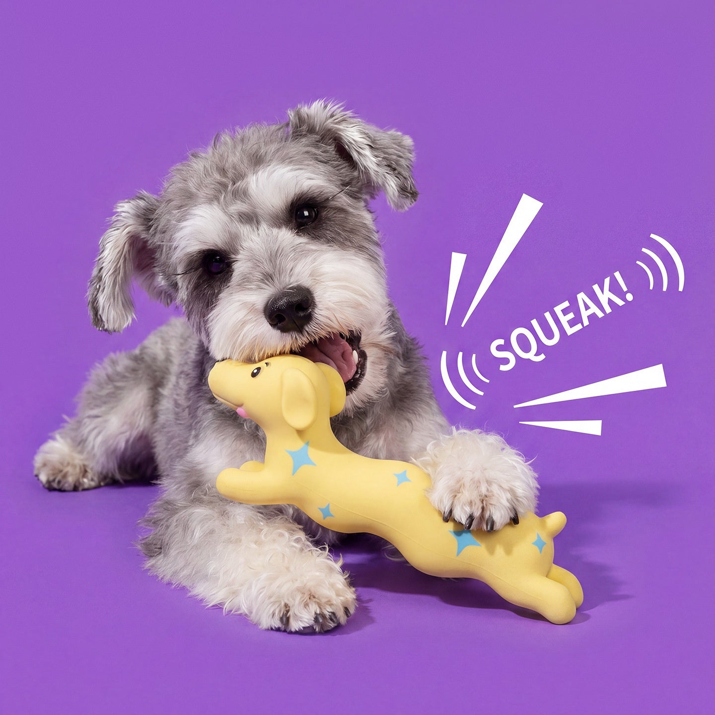 Cute Dog-Shaped Squeaky Toy – Textured Yellow Chew & Interactive Play Toy for Dogs