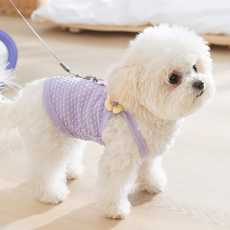 Cute Flower Dog Harness Vest | Breathable Mesh Pet Harness with Leash Ring for Small Dogs & Cats | HipiDogs