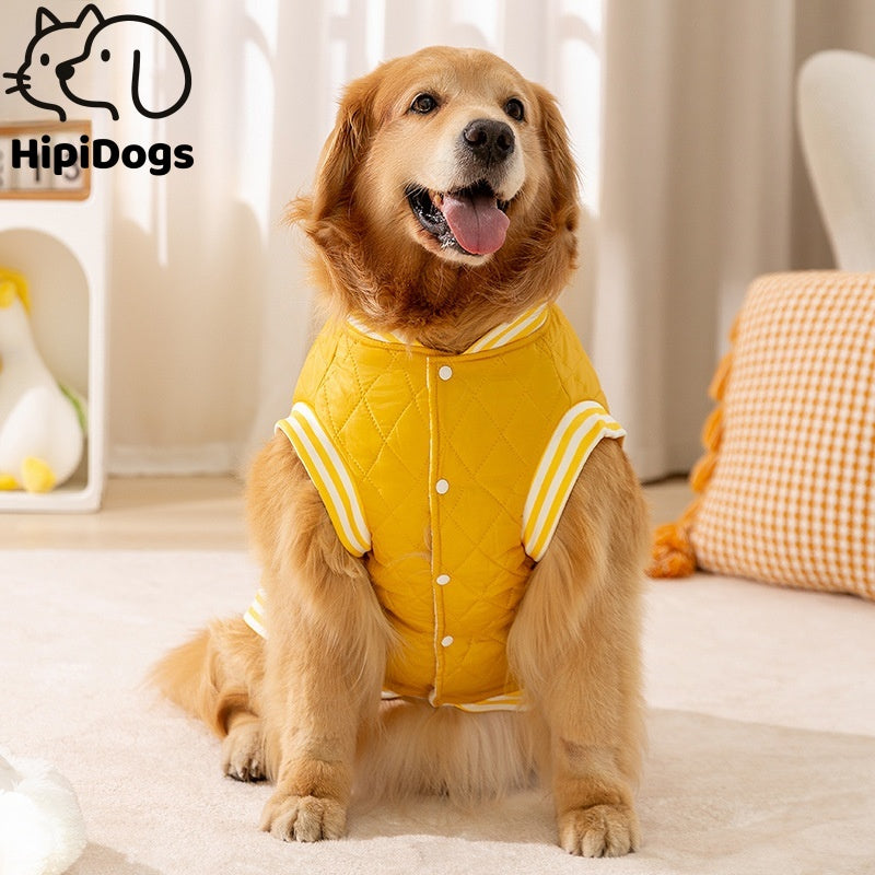 Yellow Puffer Dog Jacket for Large Dogs Warm Cozy Puppy Coat 3XL–8XL