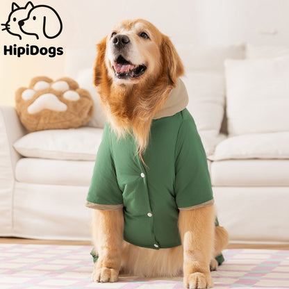 Green Puffer Dog Jacket for Large Dogs Warm Comfortable Puppy Coat 3XL–8XL