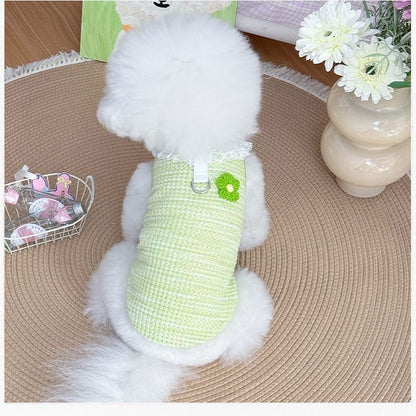 Lace Collar Pet Harness Vest – Breathable Floral Summer Fit