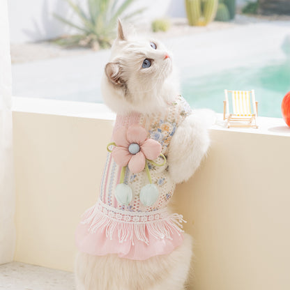 HipiDogs Vintage Floral Princess Dress for Dogs & Cats
