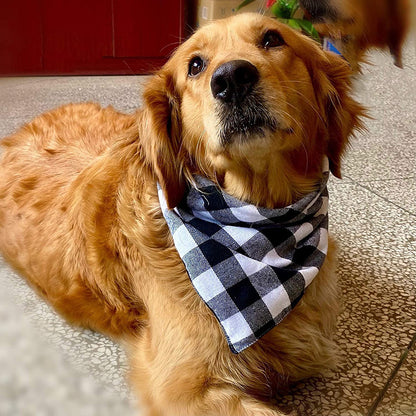 Christmas & Plaid Dog Bandana Bib – Soft Cotton Triangle Scarf for Small to Large Dogs