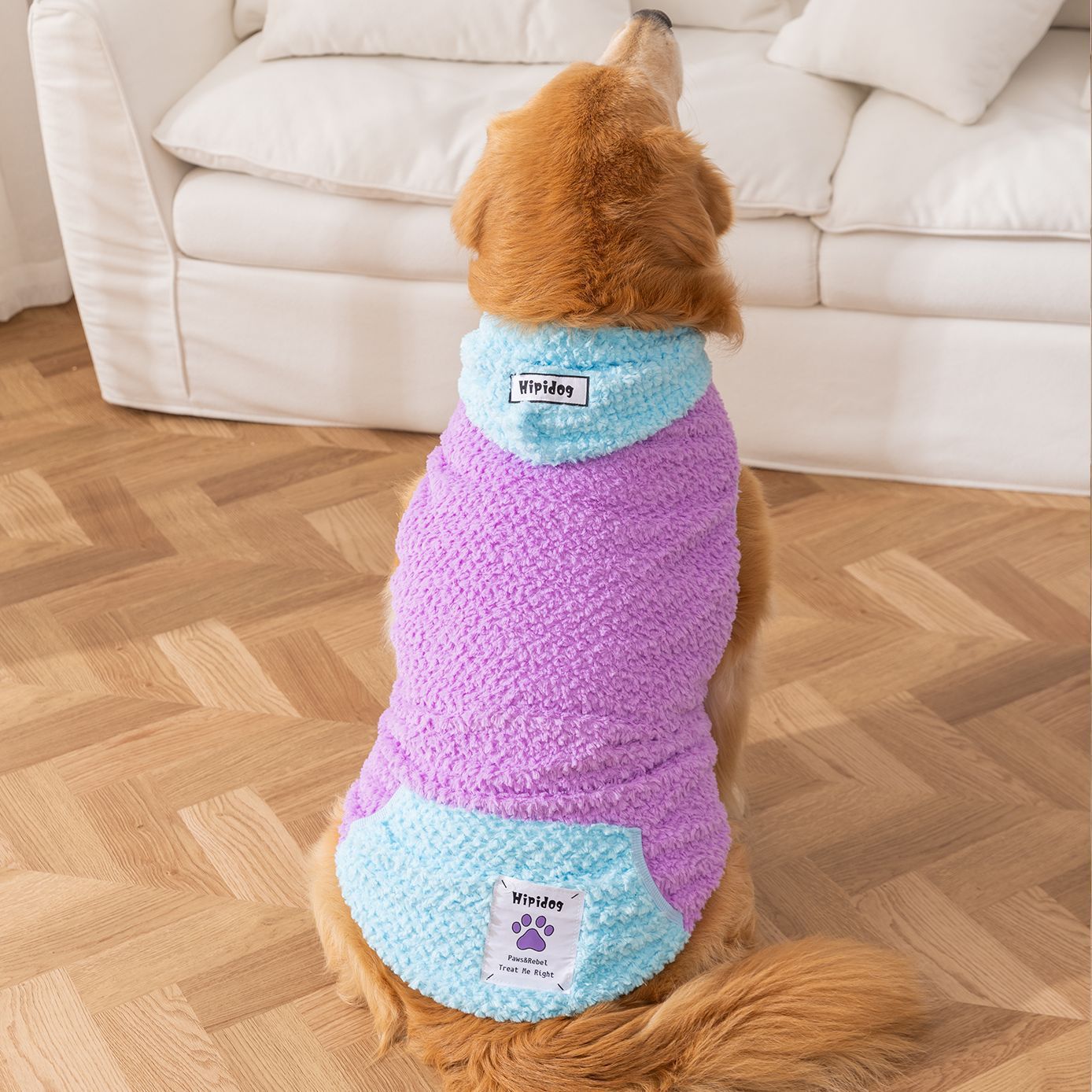 Purple Fleece Dog Sweater for Large Dogs Soft Cozy Puppy Jacket 3XL–8XL