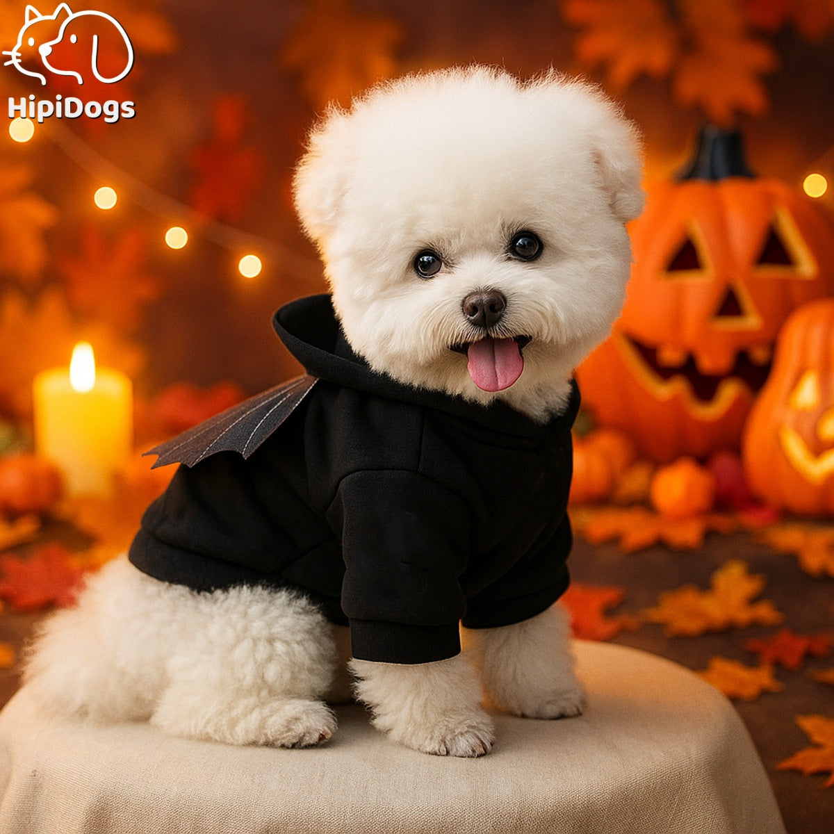 Bat Wing Halloween Pet Hoodie – Black Vampire Costume for Small Dogs & Cats