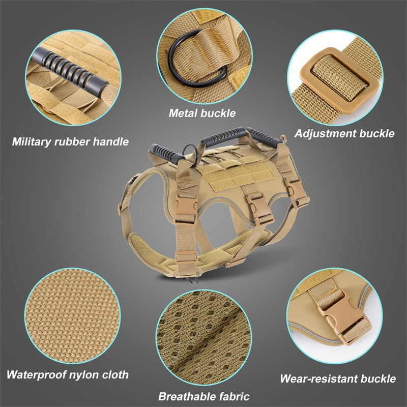 Tactical Dog Harness Military 1050D Nylon – Heavy Duty No Pull Dog Harness with Handle for Large Dogs