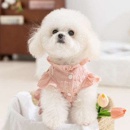 Pink Dog Harness Dress – Lightweight Ruffle Summer Fit