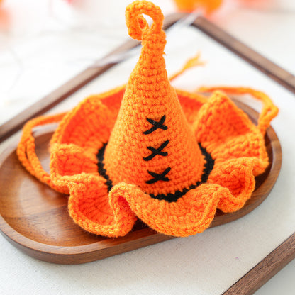 Crochet Witch Hat for Dogs & Cats – Halloween Pet Costume Hat with Pumpkin or Eyeball Detail