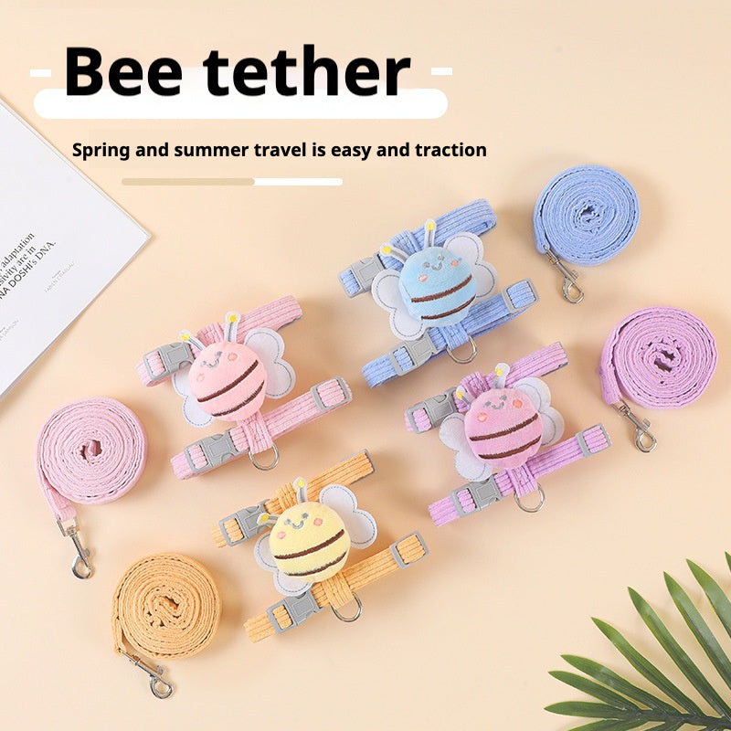 Cute Bee-Themed Cat and Dog Harness with Leash – Soft, Adjustable, and Escape-Proof for Outdoor Walks