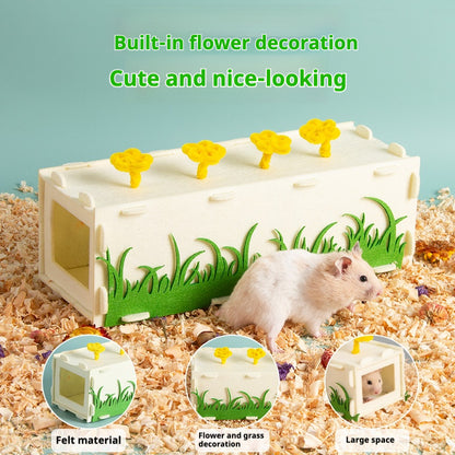 Felt Small Animal Hideout House – Cozy Sleeping Tunnel for Hamsters, Guinea Pigs & Hedgehogs