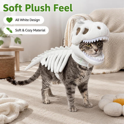 Dinosaur Skeleton Halloween Costume for Cats & Dogs – Funny Pet Costume with 3D Bones