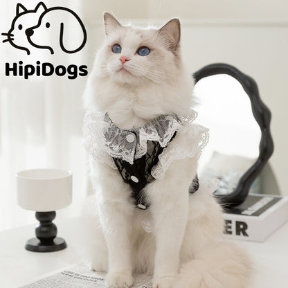 HipiDogs Lace Cat Harness Dress – Elegant Vintage Style