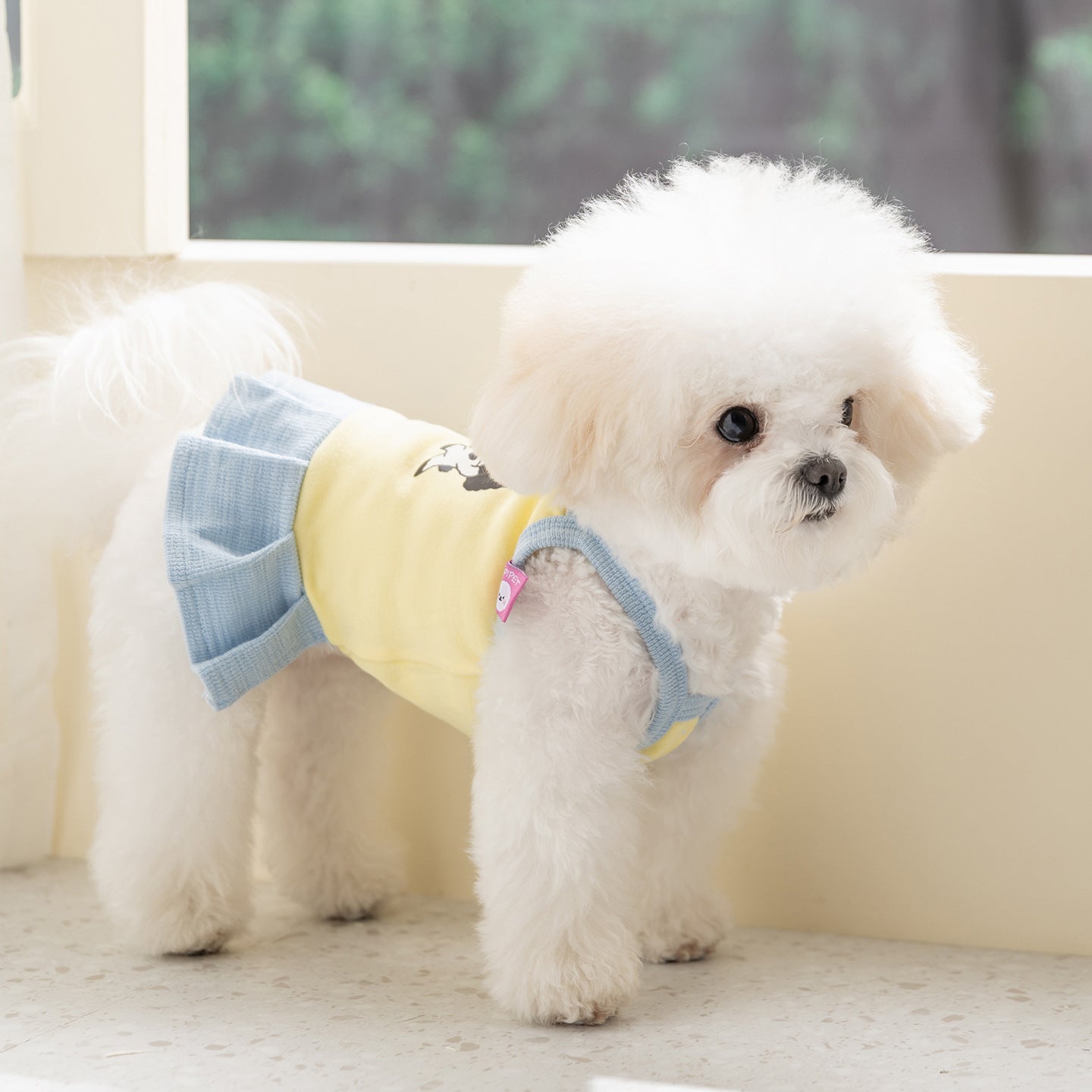 Cute Pleated Dog Dress – Soft Cartoon Puppy Dress for Small Dogs Spring Summer Pet Clothes
