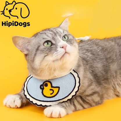 Cute Cat Drool Bibs – Soft Absorbent Pet Bib for Cats, Adjustable Cartoon Bib