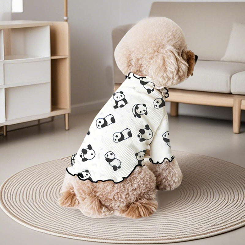 Cute Panda Dog Pajamas – Soft Breathable Pet Sleepwear for Small Dogs, Comfortable Puppy Home Clothes