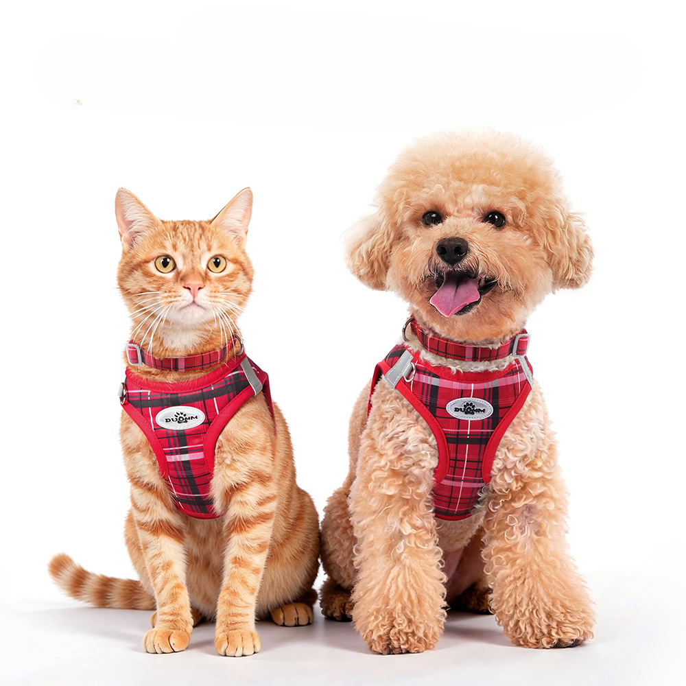 Plaid Cat Harness and Leash Set – Adjustable Soft Mesh Escape-Proof Vest Harness for Indoor & Outdoor Cats