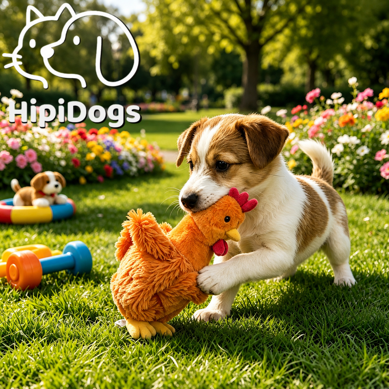 HipiDogs Plush Chicken Dog Toy | Interactive Squeaky Chew Toy for Puppies & Dogs