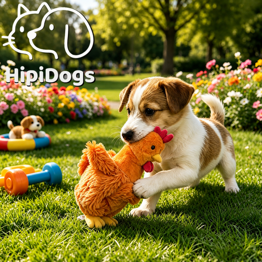 HipiDogs Plush Chicken Dog Toy | Interactive Squeaky Chew Toy for Puppies & Dogs