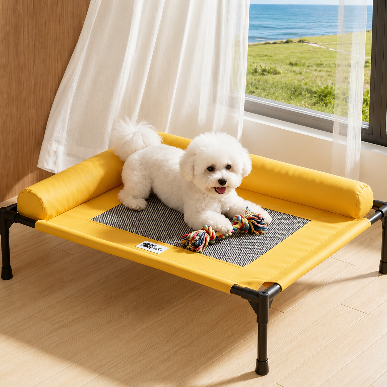 HipiDogs Elevated Cooling Dog Bed with Bolster | Raised Pet Cot