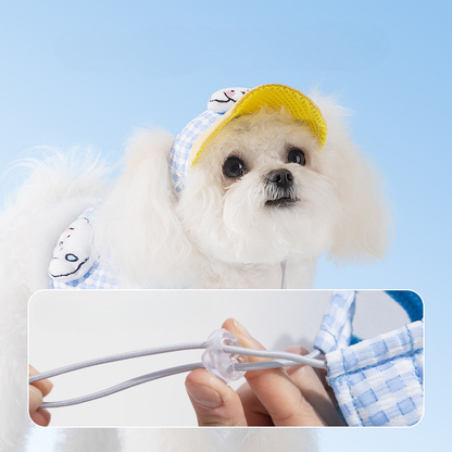 Cute Dog Harness Set with Leash & Hat – Adjustable Breathable Puppy Vest Harness for Small Dogs
