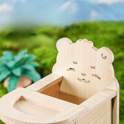 Wooden Hamster Dining Table & Chair Set – Cute Feeding Platform for Small Pets