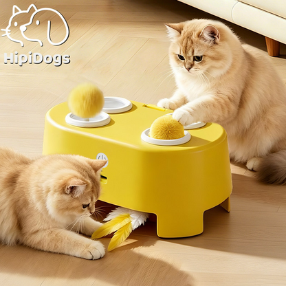 Interactive Automatic Cat Toy with Moving Feather & Pom-Pom