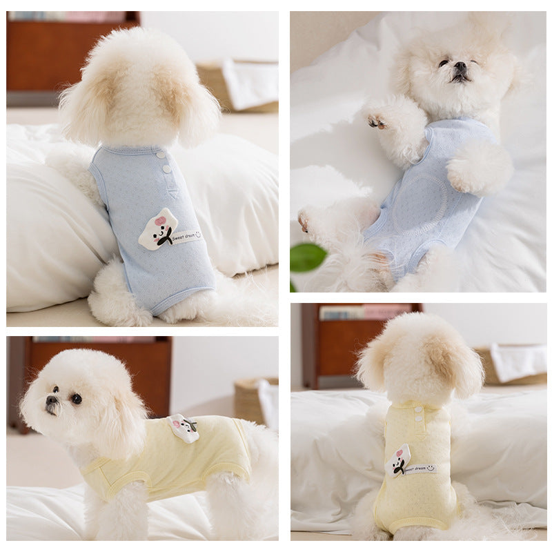 Breathable Cat Pajamas Shirt | Lightweight Summer Pet Clothes for Cats & Small Dogs | Soft Cartoon Cat Outfit | HipiDogs