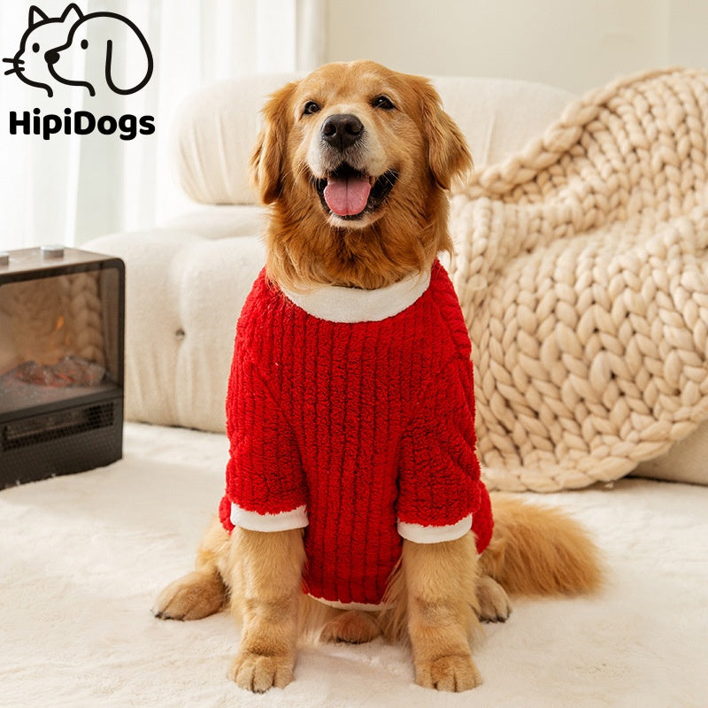 Red Fleece Dog Sweater for Large Dogs Warm Cozy Puppy Jacket 3XL–8XL