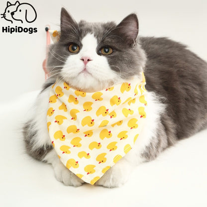 Cute Duck Print Cat Bib – Soft Absorbent Drool Bandana for Cats