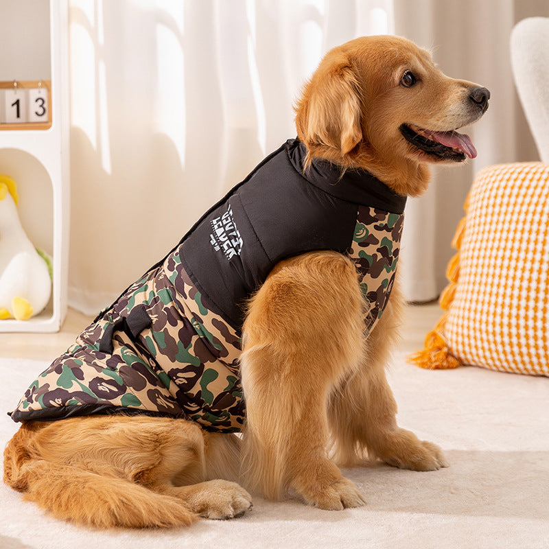 Camouflage Dog Jacket for Large Dogs Warm Stylish Puppy Clothes 3XL–8XL