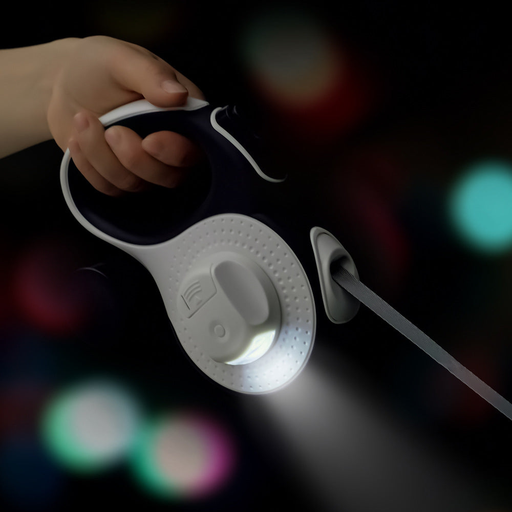 Retractable Dog Leash with Built-In LED Light & Waste Bag Holder