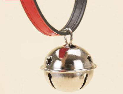 Leather Pet Collar with Bell | Adjustable Cat & Small Dog Collar with Paw Studs | Cute Pet Collar | HipiDogs