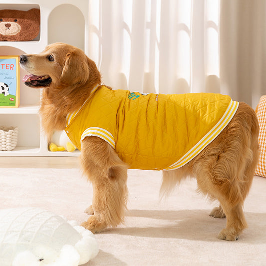 Yellow Puffer Dog Jacket for Large Dogs Warm Cozy Puppy Coat 3XL–8XL