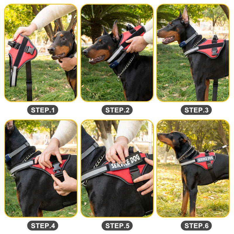 Service Dog Harness Vest – Adjustable No Pull Tactical Dog Harness with Reflective Straps for Large Dogs