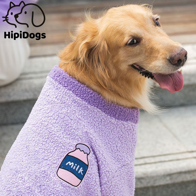 Milk Print Fleece Dog Sweater for Large Dogs Soft Cozy Puppy Jacket 3XL-8XL - product photo