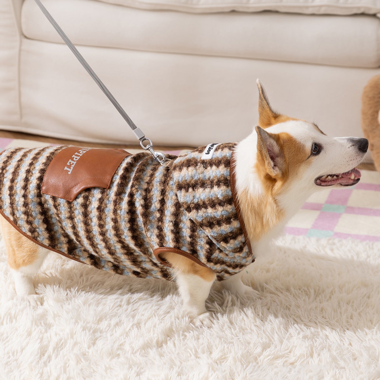 Retro Hooded Fleece Dog Jacket for Large Dogs Soft Warm Puppy Coat s-xxl