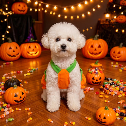 Pumpkin Dog Costume – Jack O’ Lantern Halloween Costume for Small Dogs