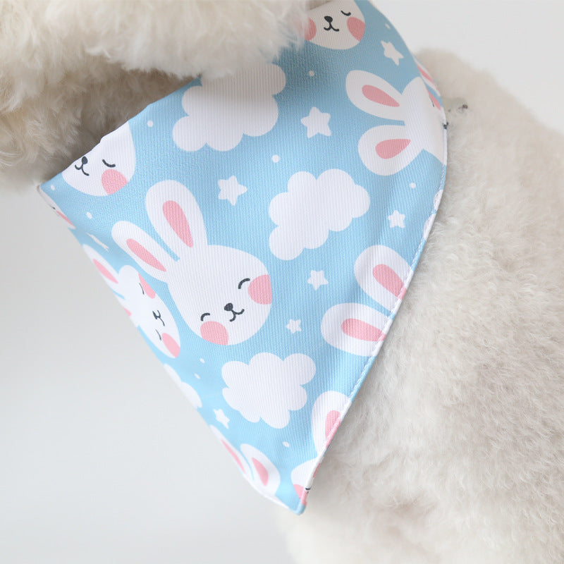 Cute Cartoon Pet Bandana Bibs-Soft Cotton Dog & Cat Scarf, Adjustable & Reversible