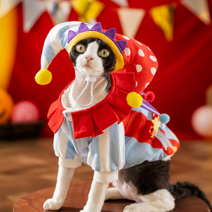 Joker's Costume for Cats Funny Pet Hoodie with Colorful Design