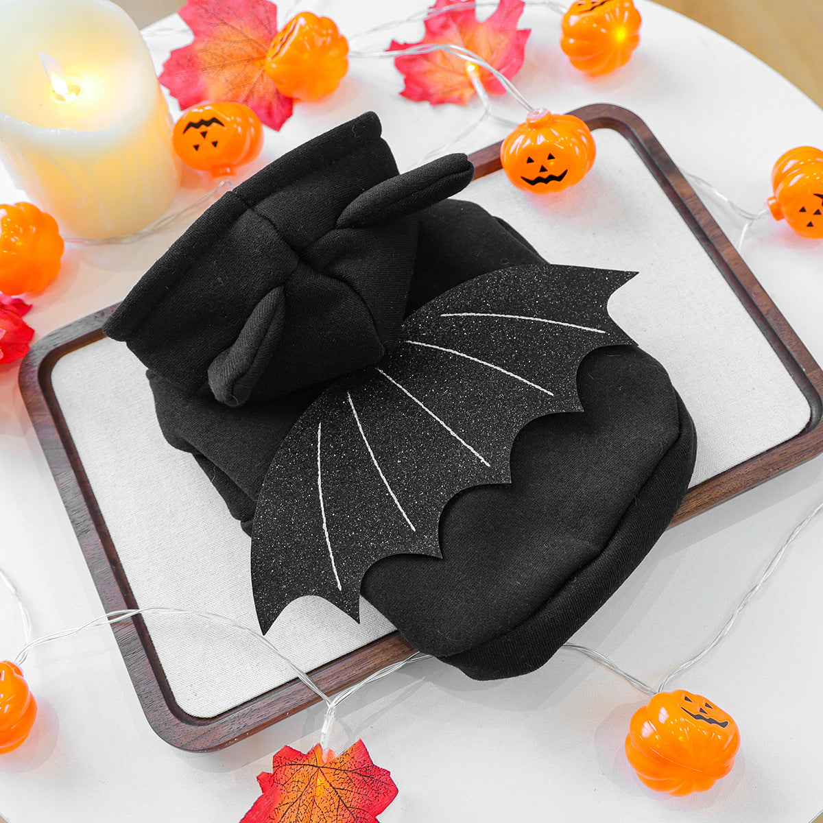 Bat Wing Halloween Pet Hoodie – Black Vampire Costume for Small Dogs & Cats