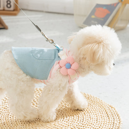 Striped Denim Vest Dress for Small Dogs