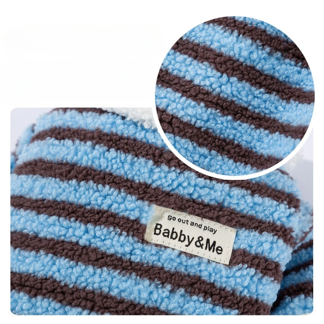 Warm Striped Fleece Dog Sweater Coat - Soft Winter Pet Jacket for Small Dogs, Cozy Plush Puppy Clothing - product photo 4