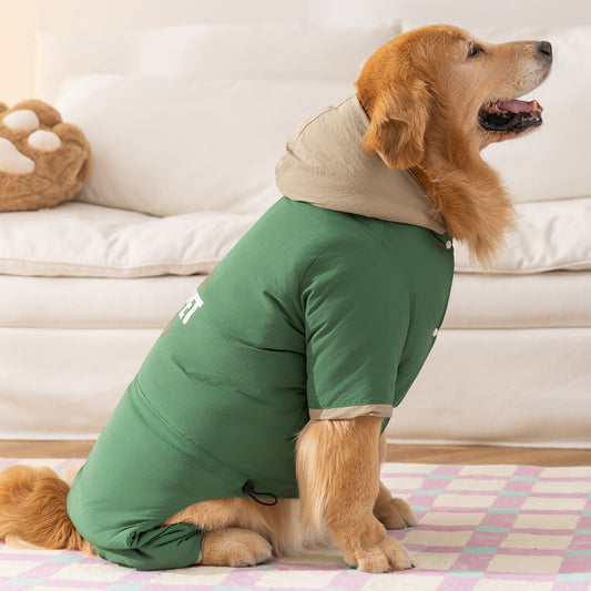 Green Puffer Dog Jacket for Large Dogs Warm Comfortable Puppy Coat 3XL–8XL
