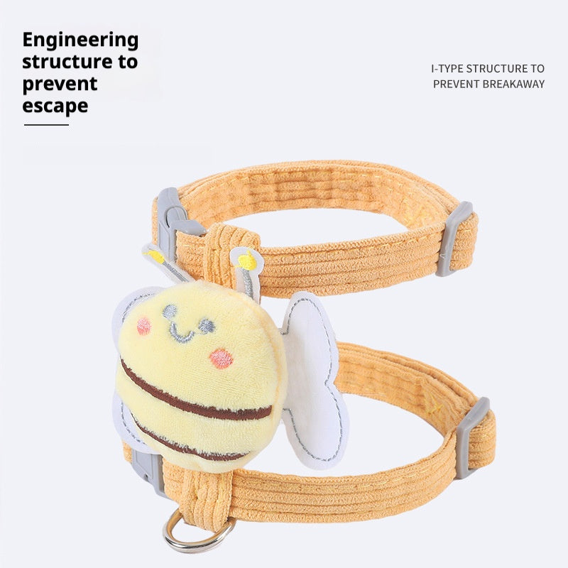 Cute Bee-Themed Cat and Dog Harness with Leash – Soft, Adjustable, and Escape-Proof for Outdoor Walks
