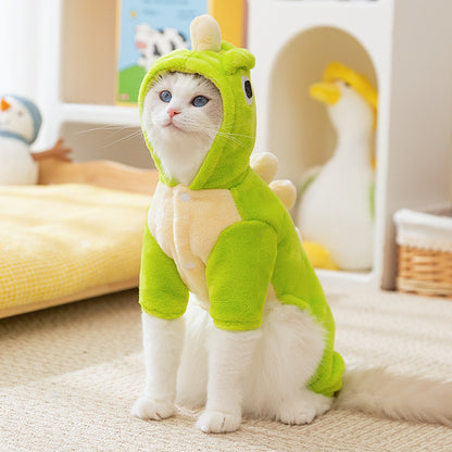 Cute Dinosaur Costume for Cats Soft Cozy Pet Hoodie