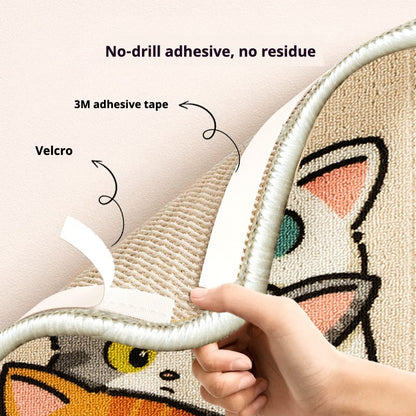 Wall-mounted Cat Scratching Mat with Cute Cat Design
