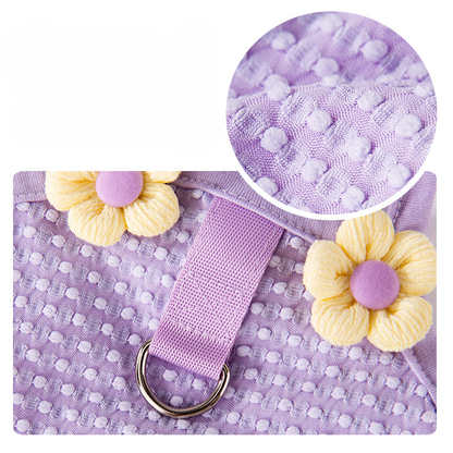 Cute Flower Dog Harness Vest | Breathable Mesh Pet Harness with Leash Ring for Small Dogs & Cats | HipiDogs