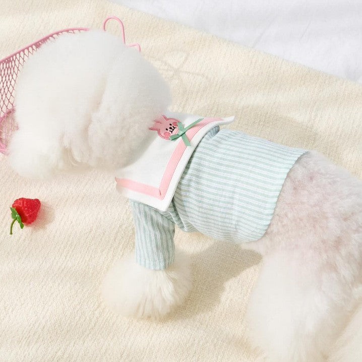 Cute Striped Dog Shirt with Collar – Soft Breathable Puppy Blouse for Small Dogs Spring Summer Clothes
